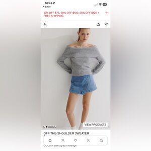 H&M Heather Gray Off-Shoulder Sweater